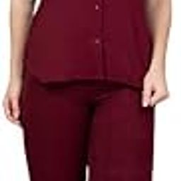Riza Woven Fabric Relaxed Fit Plain Night Suit Set/VWNS-1001-image-32