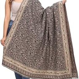 Women's Fineness Kaani Paisley Weave Kashmiri Woolen Shawl, Jamawar Design Warm and Soft, Faux Pashmina Shawls (GOLU KANI SHAWL 995)-2