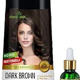 Herbishh Hair Colour Shampoo (Dark Brown, 400ml) with Argan Hair Oil Serum (30ml) – No PPD and Ammonia Hair and Beard Dye for Women and Men | Grey Coverage with Hair Oil for Dry & Damaged Hair-20