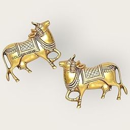 Golden View Brass Kamdhenu Cow & Calf Wall Hanging – 5 Inch Vastu Gau MATA Idol for Pooja Room, Office & Festival Décor | Nandi Figurine Spiritual Diwali Gift-13