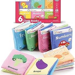 FIRSTCRY INTELLIBABY Premium Sensory Cloth Book Set for Babies|6 Washable Early Learning Baby Books|Cloth Books|Crinkling Sounds Stimulate Auditory Senses|Educator Recommended|Non-Toxic|10+ Months-22