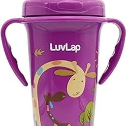LuvLap Tiny Giffy Sippy Cup, Silicone Straw, BPA Free, 300 ml 18m+ (Purple)-image-93