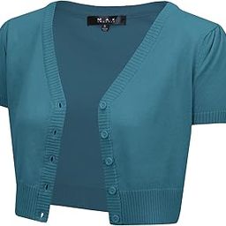 Women's Cropped Bolero Cardigan – Short Sleeve V-Neck Basic Classic Casual Button Down Knit Soft Sweater Top (S-4XL)-image-14
