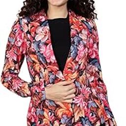 Women's Floral Print Blazer Jacket - Casual Open Front Long Sleeve Slim Fit Suit Jacket for Office, Business, and Casual Wear-2