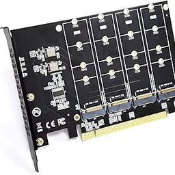 LM417 Quad NVMe SSD to PCIe 4.0/3.0 X16 Adapter Card, Supports 4-Drive M.2 NVMe, RAID, Boot, Required Mainboard with Built-in PCIe Bifurcation/Splitting-32
