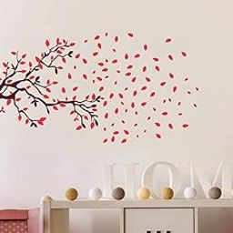 Sticker Cart™ Red Leaves Floral Tree Sticker | Wall Sticker for Living Room/Bedroom/Office and All Decorative Stickers-image-74