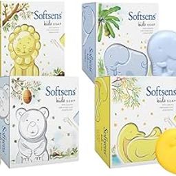 Softsens Assorted Pack of 4 Kids Soap | Gentle & Nourishing with Shea Butter & Milk Cream | Dermatologist Tested and Approved (75gm)-image-9