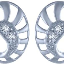 18k (750) White Gold and Diamond Stud Earrings for Women-image-93