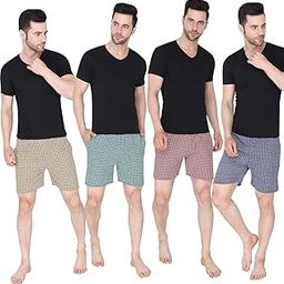 Men's Soft Comfortable Cotton Blue, Green, Red and Yellow Checkered Boxer Shorts Best Diwali, Rakhi, Gift for Mens & Boys (Pack of 4)-Made in India-picture-24