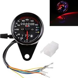Vagary Universal Motorcycle Dual Odometer Speedometer Gauge LED Background Light Analog Speedometer (Universal for Bike), Pack of 1, Black-0