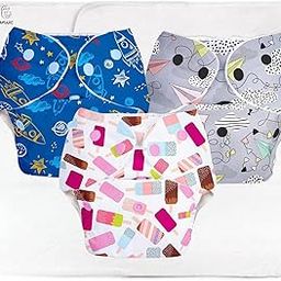 MOMSARC Baby Leakage Proof Reusable Cloth Diaper With 4 Layer High absorbent Pad | Reusable Nappies| Freesize for Kids 0-3 Yrs | Washable Diapers(Multicolur,Pack of 3)-9