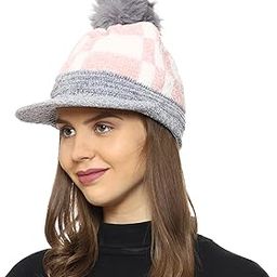Women Desinger Winter Soft Warm Snow Proof Pom Pom Cap with Visor (Inside Fur) Woolen Beanie Cap with Visor or Women's & Girl's-image-84