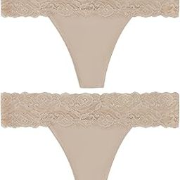 VADIK Women Cotton Underwear Low Rise Panties | Woman G-String Sexy Lace Thong Panty Under Fitted Outfits Bikini Style Underwear-Pack of 2 (in, Alpha, S, Regular, Nude)-image-4