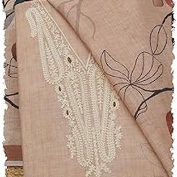 Womens Linen Embroidered Unstitch Dress Material With Thread Work-image-37