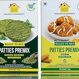 Patties house patties premix (13 * 13 * 8, green moong and corn patties premix combo pack 100gm each)-image-64