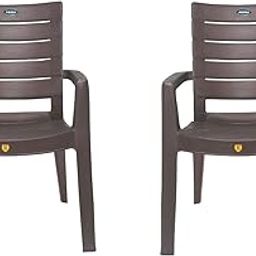 Prima Plastic Chair for Living Room | Set of 2 | Chair for Home, Living Room, Outdoor | Stackable Chair with arm | 100% Virgin Plastic | Rado (Weather Brown Colour)-image-61
