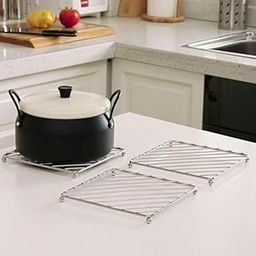 SR Pack of 02 Dinning Table Stailess Steel Stand/Wire Ring Stand/Trivet Round Ring/Hot Pot Ring Trivet (Model 1)-18