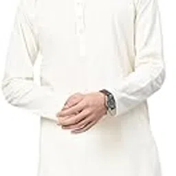 majestic man Men's Cotton Regular Fit Ethnic Motifs Solid Long Kurta-picture-0