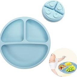 SNOWIE SOFT® Baby Suction Plates for Baby Feeding with 4 Strong Suction Cups, Silicone Toddler Plates with Deep Divided for Kids, BFA FREE, Dish Washer & Micro-wave oven Safe-30