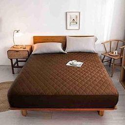 DYARCHY Premium Fitted and Quilted Heavy Quality Diamond Cut Quilting Waterproof Terry Cotton Mattress Protector Sheet-17