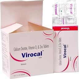 Virocal - Calcium Orotate + Vitamin D3 + Zinc Supplement for Bones & Muscle Strength 30 Tablets (Pack of 3)-image-45