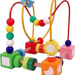 Toyshine Sun And Moon Wooden Shape, Objects, Color Recognition Rolling Bead Maze Labyrinth Toy, Kid-picture-3