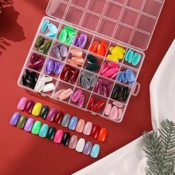 Modiq Artificial Fake Nail Sets, 24 Colors Press on Nails, Almond Matte Glossy Press on Nails Short, Coffin Press on Nails Short Round, Natural Fit Lightweight Fake Nails Natural for DIY Nail Art, designed for a seamless and stylish manicure (24 Colors, 10 Sizes)-picture-24