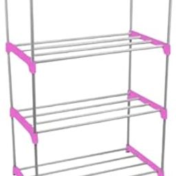4 Layer Modern Simple Home Library, Book Stand Book Shelf with Storage Display Rack Open Bookcase Showcase Stand Book Rack for Study Room (Pink)-image-57