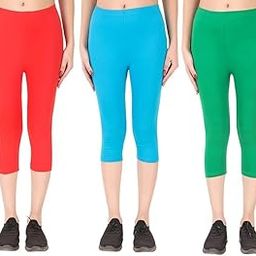 Women Cotton Stretchable Capri | Slim/Regular Fit | Breathable Yoga, Gym & Lounge Wear | Mid-Waist Stretchable 3/4 Length Leggings with Wide Waistband – Pack of 3-image-42
