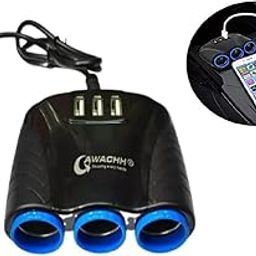QAWACHH 3.1 Amp,3 Usb,3 Socket With 120 Watt Turbo Car Charger For Cameras,Black-12