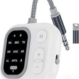 ETZIN JS5 Bluetooth 5.3 Wireless Transmitter Receiver with APTX LL, Support 2 ArPods/Wireless Headphones, 3.5mm AUX Audio Adapter for Air-Planes, Boats or in Gym, Home, Auto EPL-1484WA-image-33