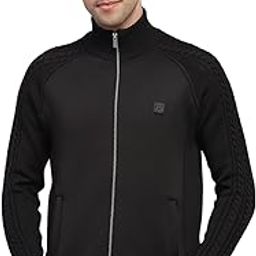 Mens Black Self Design Mock Neck Full Sleeve Pullover-image-7