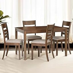 Royaloak Penang Malaysian Wooden 4 Seater Dining Table Set |Solid Mindy Wood Veneer Finish | Solid Rubber Wood Legs | 70mm Apron| Comfort Back Support | Cushioned Seating-image-65