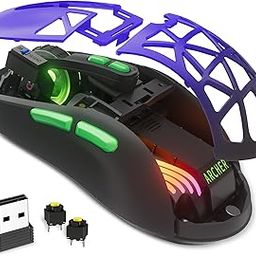 Archer Tech Lab Bluetooth Wireless Pro Gaming Mouse (BT 5.3/2.4GHz/ Wired) PixArt PAW3311 Sensor, DPI (1000-13800)~1000Hz, 300 IPS Tracking 35G Acceleration|7 RGB+7 Buttons|PC Laptop Mouse(Hawkeye)-30