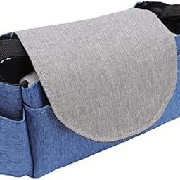 Baby Stroller Accessory Bag Large Capacity Wear Resistance Oxford Fabric Stylish Baby Stroller Stroller Bag for All Strollers Diaper (Blue Gray)-11