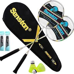 Senston 2 Pieces Badminton Set, Lightweight Graphite Shaft Badminton Racket Including Premium Badminton Bag, 2 Badminton Shuttlecock, 2 Racquet Grip-32