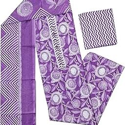 for Women’s Pure Cotton Blend Floral Printed Unstitched Dress Material | Purple Size up to 3XL-image-85