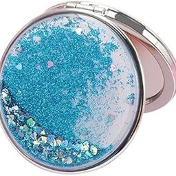 UJEAVETTE® 7xTravel Compact Double Sided Makeup Mirror Portable Magnifying Folding Mirror Blue-round-90