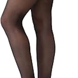 Fleece Lined Tights Deep Color - Fake Translucent Warm Pantyhose Sheer Thermal Women Tights for Winter Double Shade Skin & Black Plus Size (30 till 34)-image-6