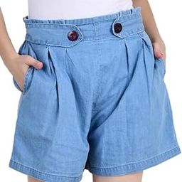 Solid Denim High Waist Shorts-Women Hot Pant-picture-15