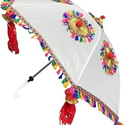 RN Beautiful Embordered/decorated White Umbrella only for Decorating Purposes (size - 24 inches diameter and 17 inch - top to bottom) - *CHECK SIZE BEFORE ORDERING*-23
