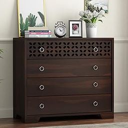 Craftswood Solid Sheesham Wood Chest of Drawers with 4 Spacious Storage Drawers, Kitchen Cabinet Sideboard ksher, Walnut Finish-18