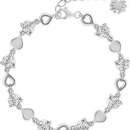 925 Silver Heart Lock Bracelet Anklet Pendant with Link Chain | Zircon Studded| Gifts for Women & Girls-17