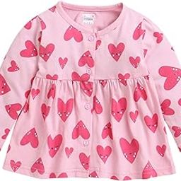 bumzee Pink Girls Full Sleeves Cotton Knee Length Casual Frock (Peb9606)-picture-18