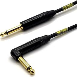 Sonic Plumber Black and Gold 6.35mm (1/4 Inch) TS Right Angle to Straight Jack Guitar/Instrument Cable with Cable Tie (1 meter / 3 ft)-30