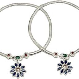 Minimal Silver Toned Cubic Zirconia Studded Nature Inspired Charm Anklet For Girls and Women | Stylish Payal for Women & Girls-image-82