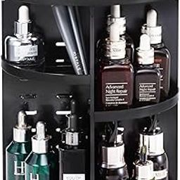 seinlife 360 Rotating Makeup Organizer,DIY Adjustable Spinning Holder,Foldable Cosmetic Storage Display box,Large Capacity Make up Caddy Shelf,Fits Countertop Vanity and Bathroom (BLACK)-image-17