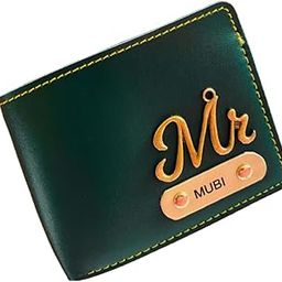 Personalized Wallet for Men and Boys | PU Leather Customized Purse with Name & Charm | Unique Birthday & Anniversary Gift for Men - Green 01-12