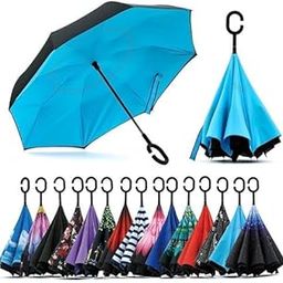 C Umbrella Stylish Newest Double Layer Invert Big Size for Rain | Reversible Windprooffor UV Protection with C-Shaped Handle | Outdoor Car Umbrellas for Men & Women pack of 1-17