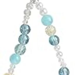Handcrafted Beaded Phone Charm, Blue Crystal and Pearl with Butterfly Accent, Mobile Strap-image-92